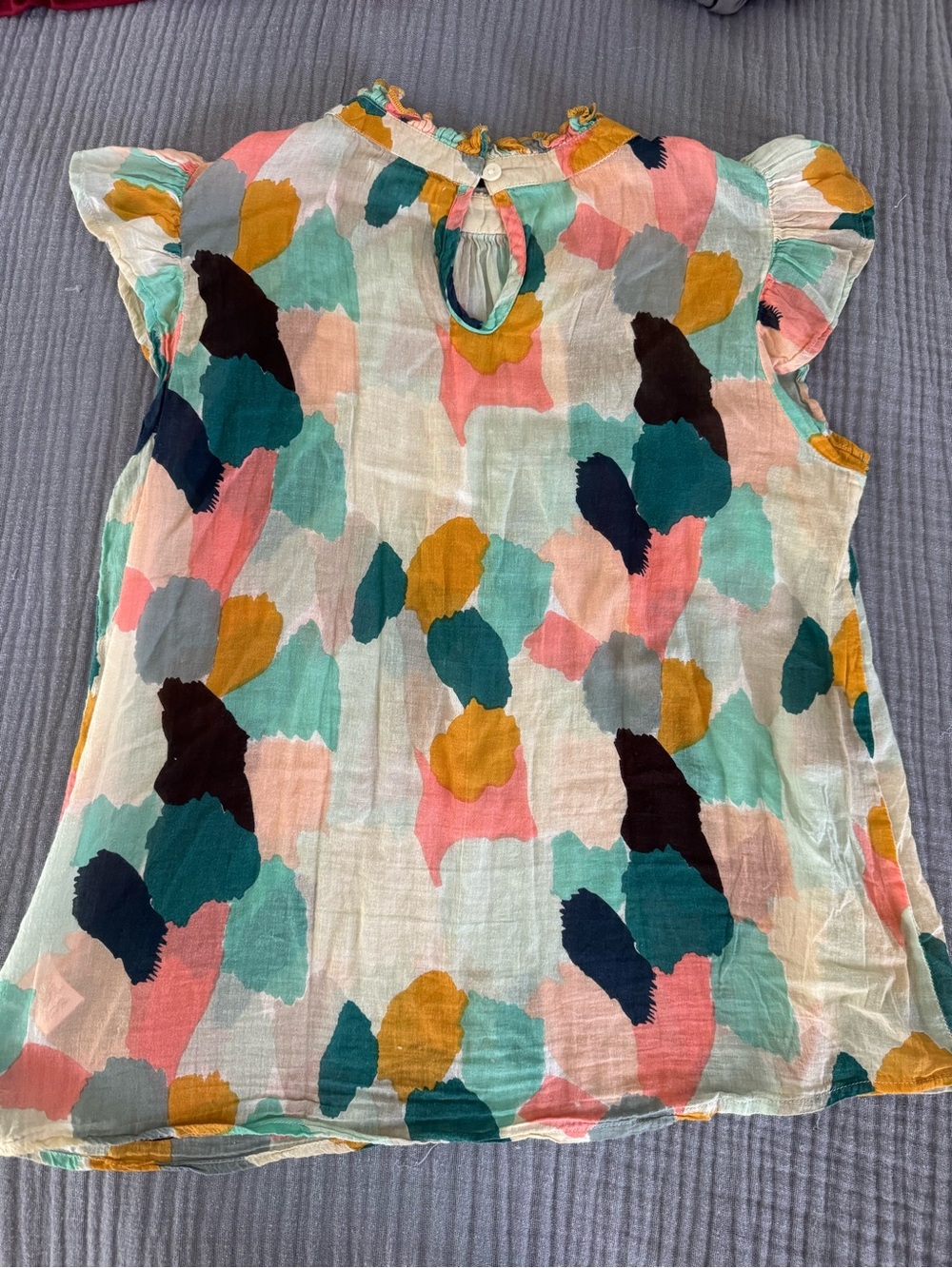THML Abstract Print Cotton Flutter Sleeve Blouse Top M - Picture 2 of 6
